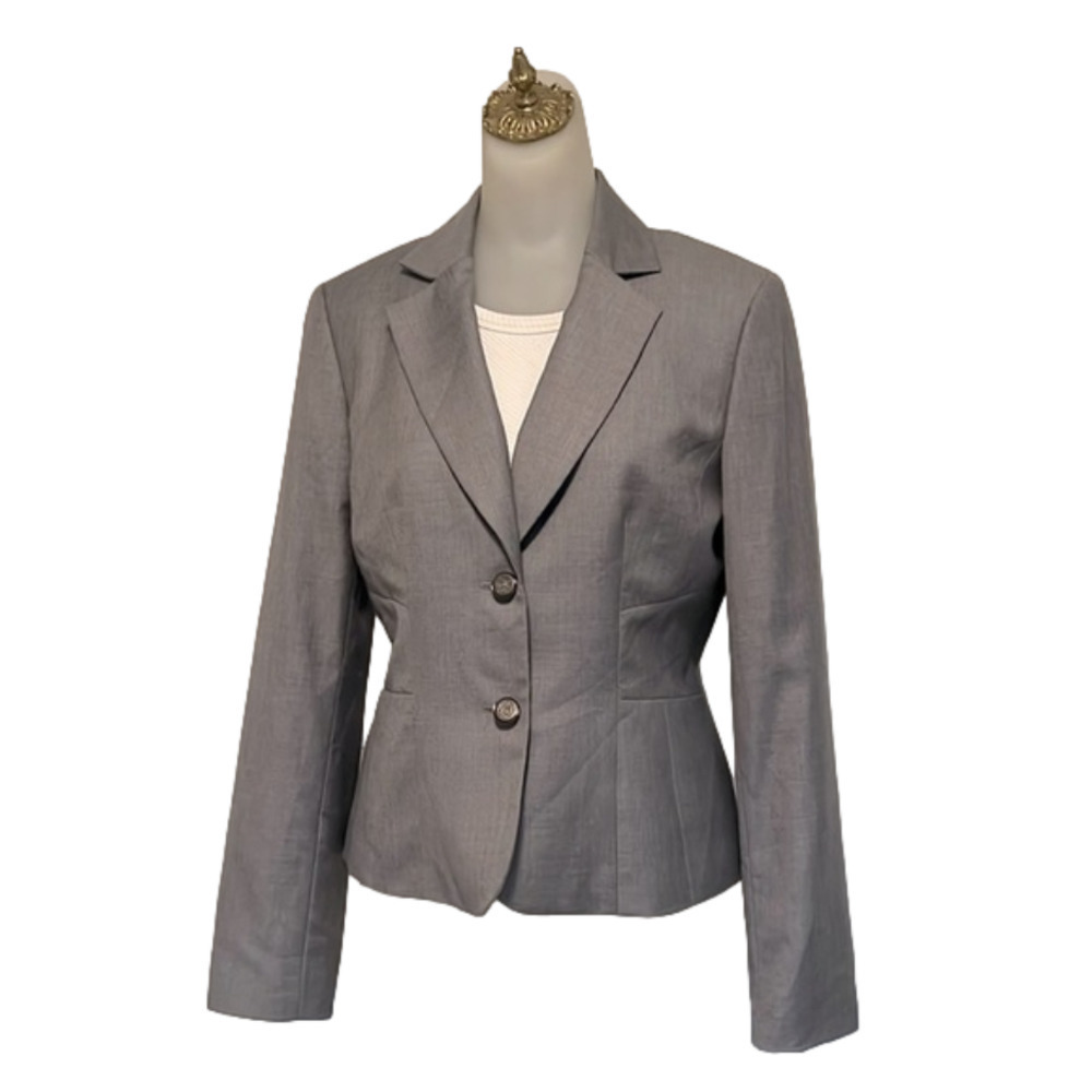 Nine West Women's Gray Two-Button Tailored Blazer
